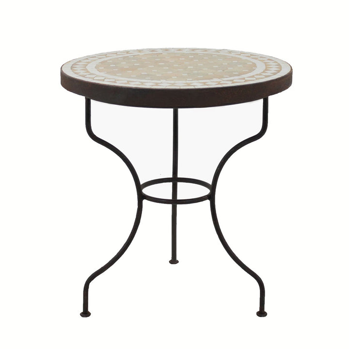 Beistelltisch mit Mosaikplatte und robustem Eisengestell, ideal für Garten oder Balkon