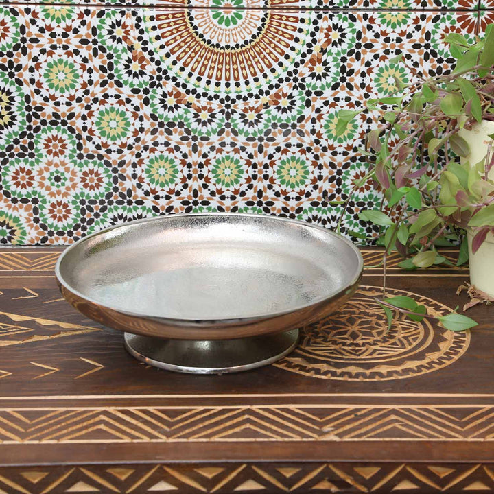 Tortenplatte Livorno M Silber mit Fuß