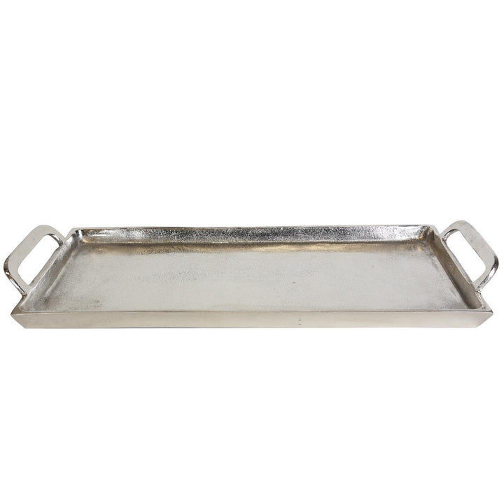 Alu Guss Silber Tablett Messina mit Griff