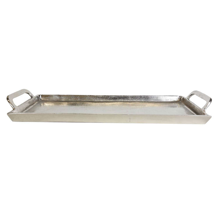 Alu Guss Silber Tablett Messina mit Griff