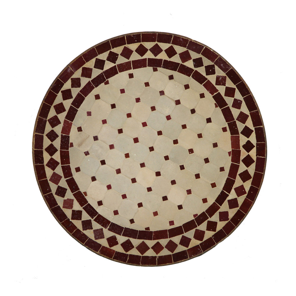 Ablagetisch Schmal 45 cm mit Zellige-Mosaik, rund und handgefertigt für Wohnzimmer oder Balkon