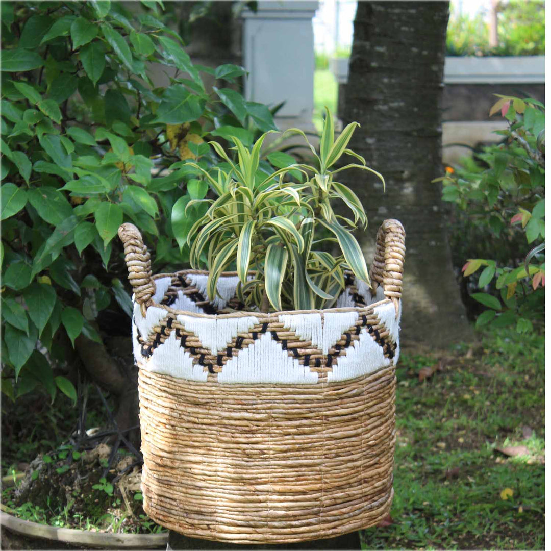 Flechtkorb Raja mit Bordüre