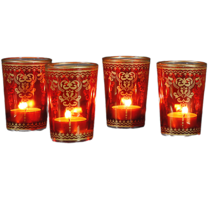 Glas Teelichthalter Orange Gold 6er Set