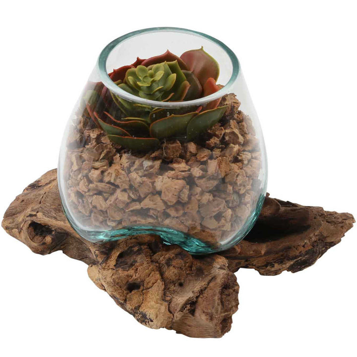 Glasvase auf Wurzelholz A12