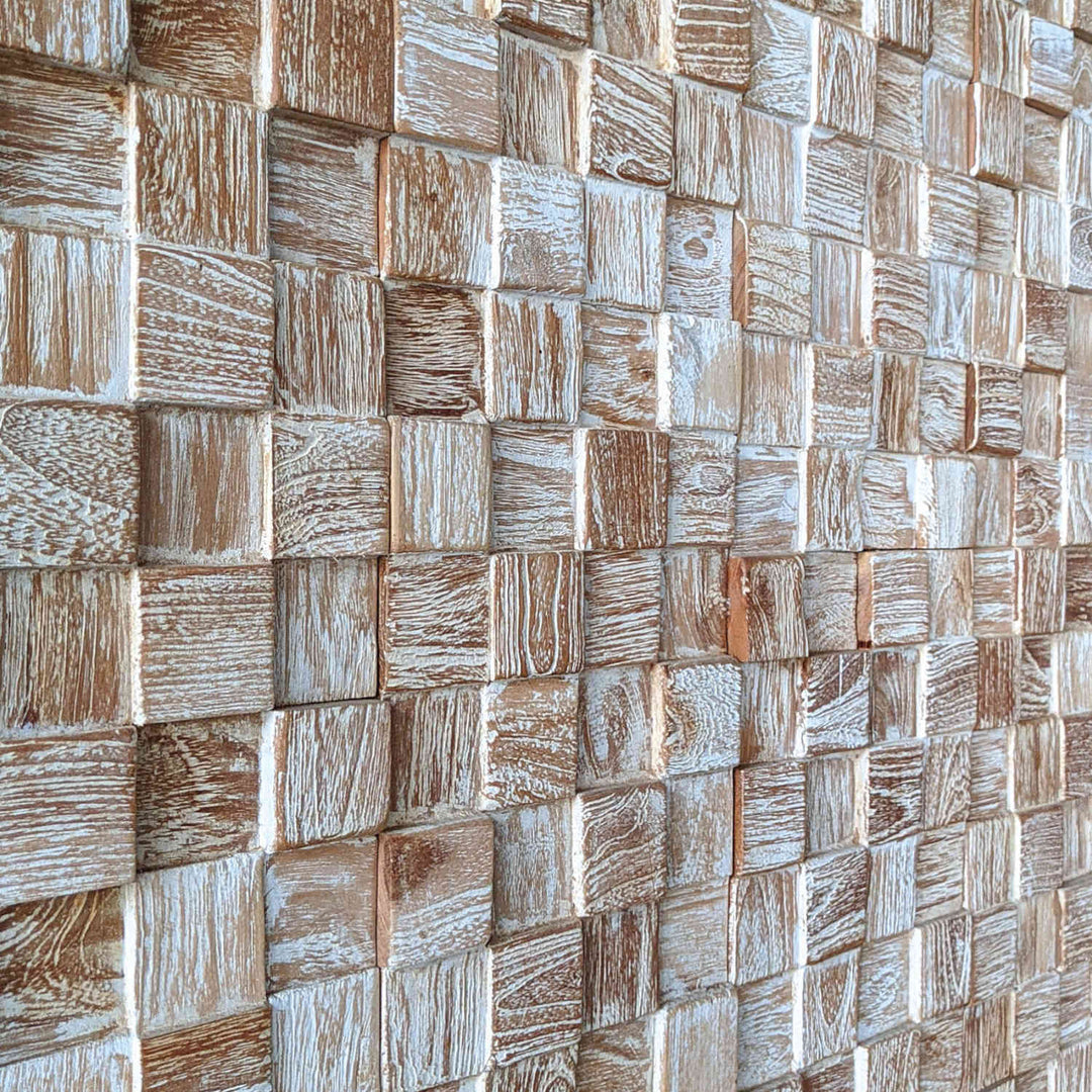 Holz Wandverkleidung White Washed Cube