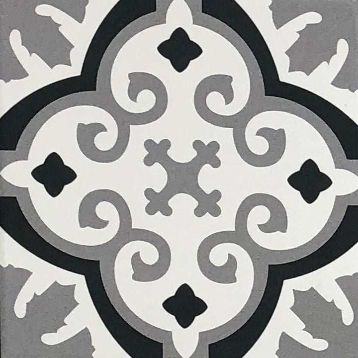 Marokkanische Fliesen 20x20 cm – Grau Schwarz