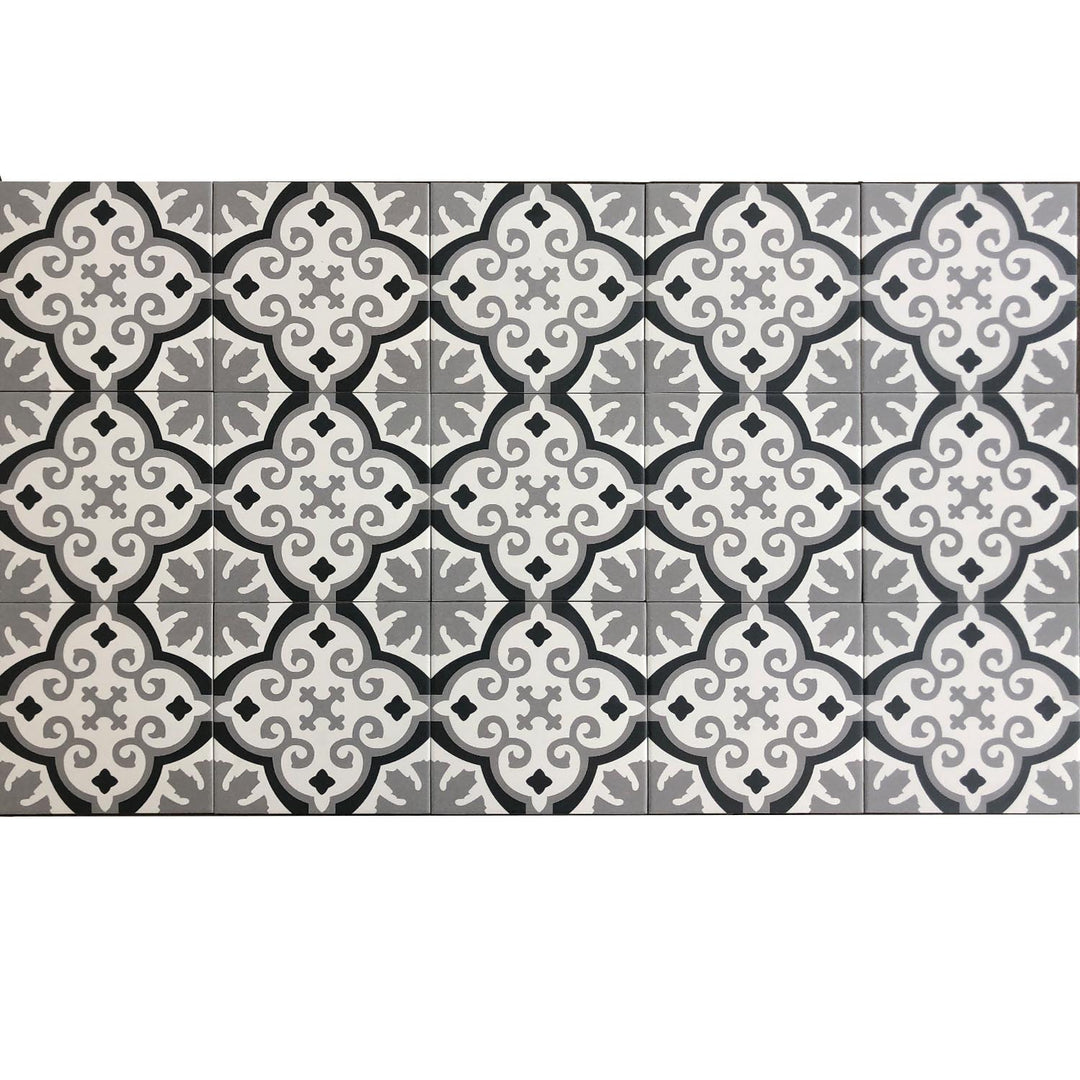 Marokkanische Fliesen 20x20 cm – Grau Schwarz