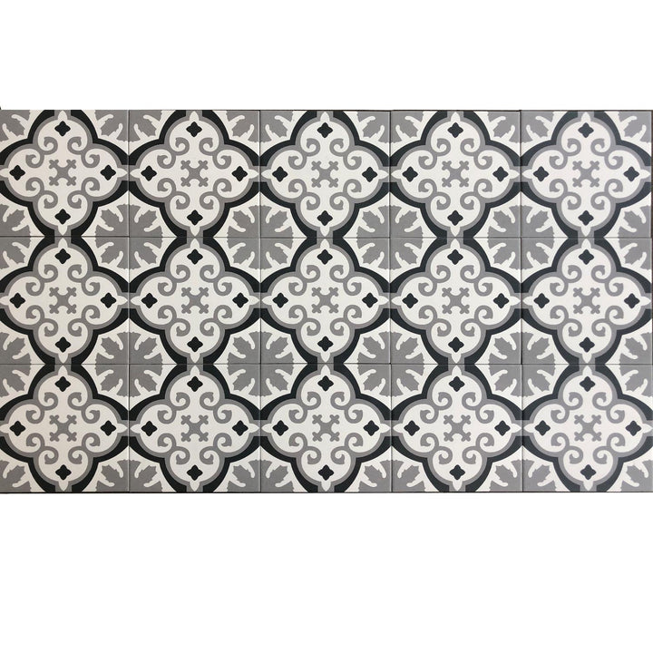 Marokkanische Fliesen 20x20 cm – Grau Schwarz