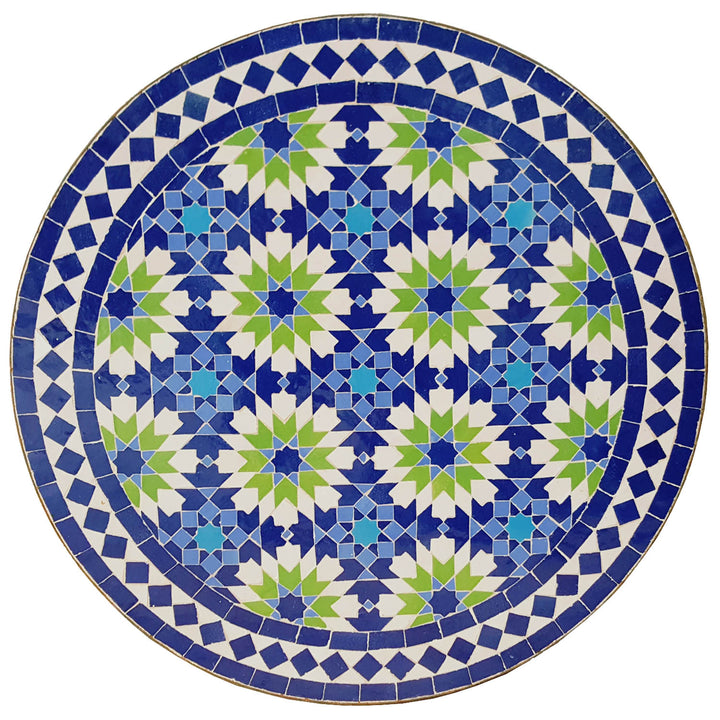 Mosaiktisch Rund Ankabut Blau