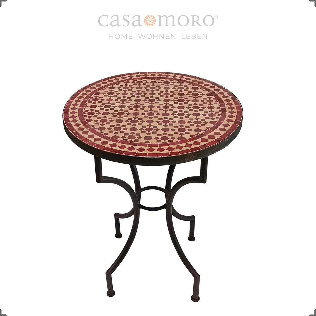 Handgefertigter Gartentisch mit Mosaikplatte für zwei, ideal für Balkon & Terrasse