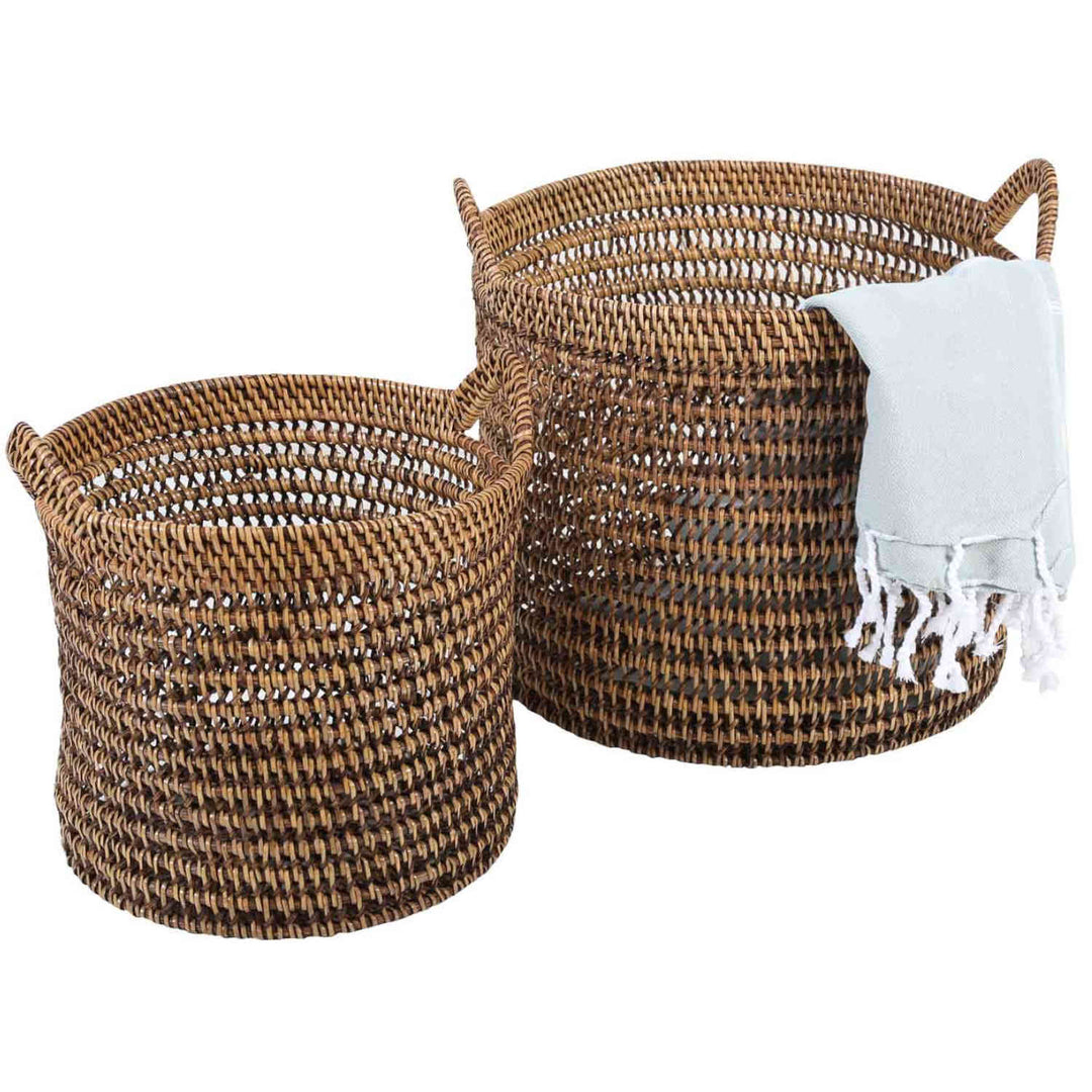 Rattan Korb Eda Braun mit Henkel