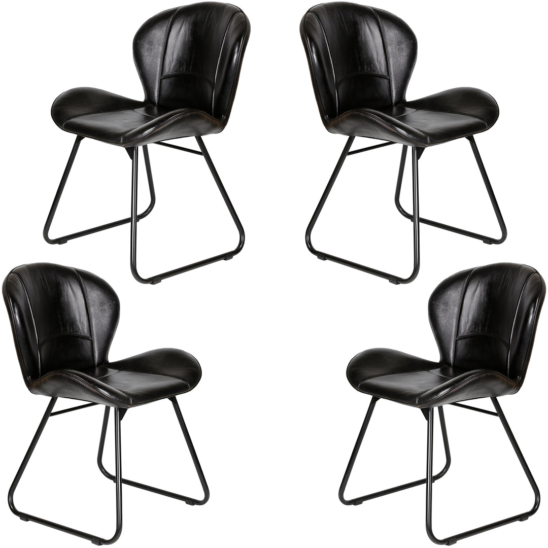 Polsterstuhl aus Echtleder  – Lederstuhl Schwarz