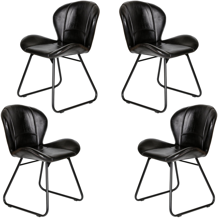 Polsterstuhl aus Echtleder  – Lederstuhl Schwarz