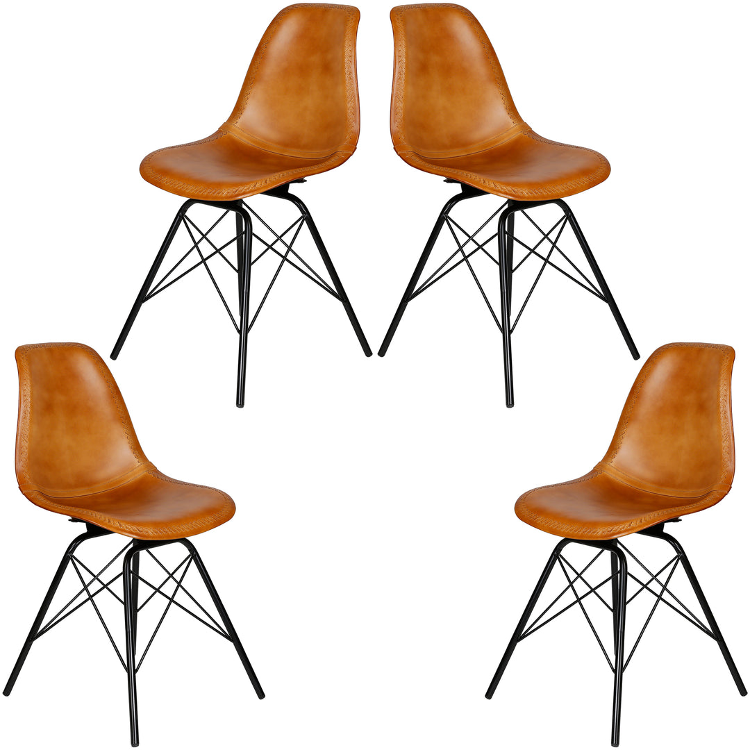 Esszimmer Stuhl Leder Cognac