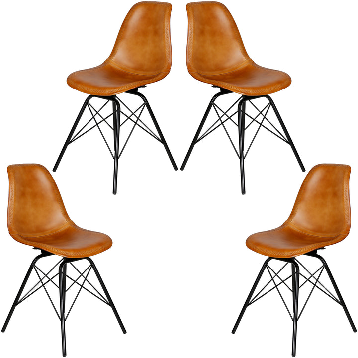 Esszimmer Stuhl Leder Cognac