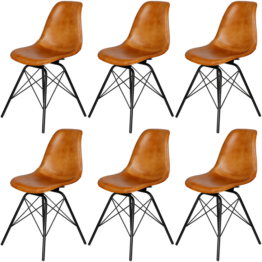 Esszimmer Stuhl Leder Cognac