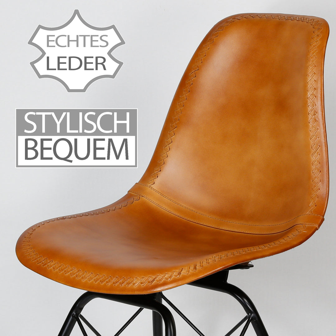 Esszimmer Stuhl Leder Cognac