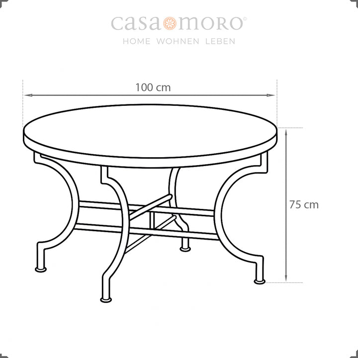 Handgefertigter Mosaiktisch Ø 100 cm – ideal für Outdoor-Essbereiche und stilvolle Innenräume