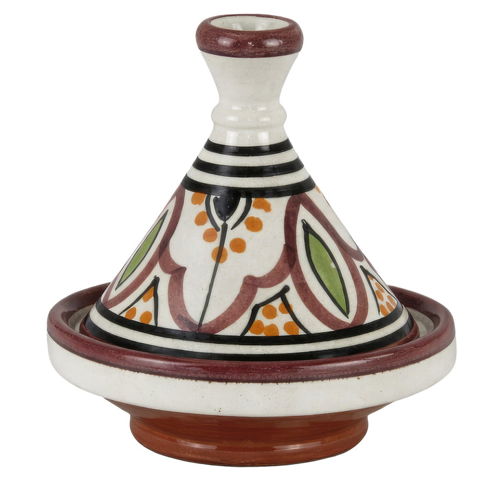 Gewürz Tajine aus Ton, handbemalte Keramik mit marokkanischem Muster als dekorativer Gewürzbehälter