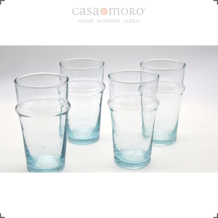Gläser-Set mit vier transparenten Unikaten – mundgeblasen & vielseitig