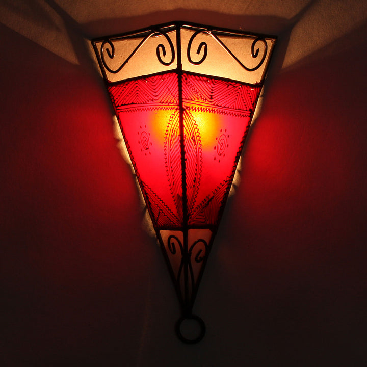 Leder-Wandlampe Emrah Rot