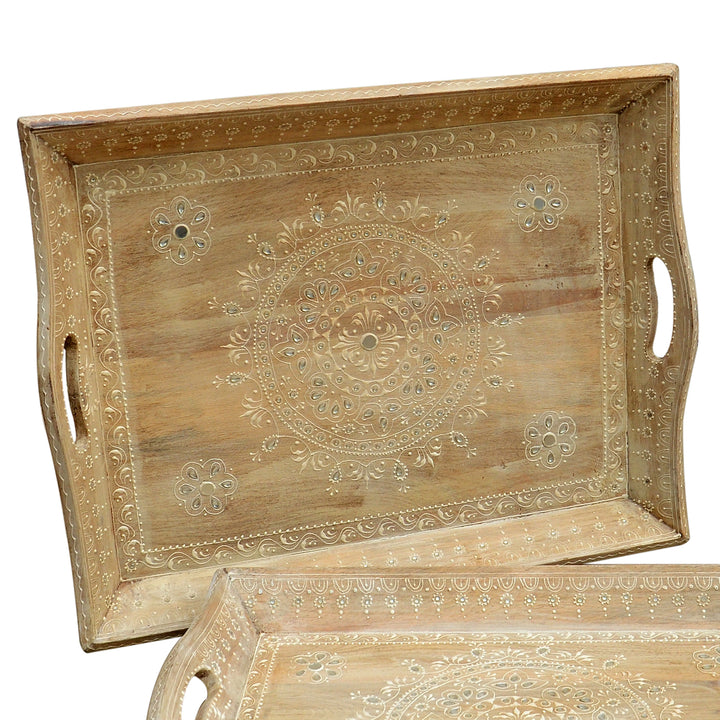 Handbemalte Serviertabletts Parvin im 2er Set