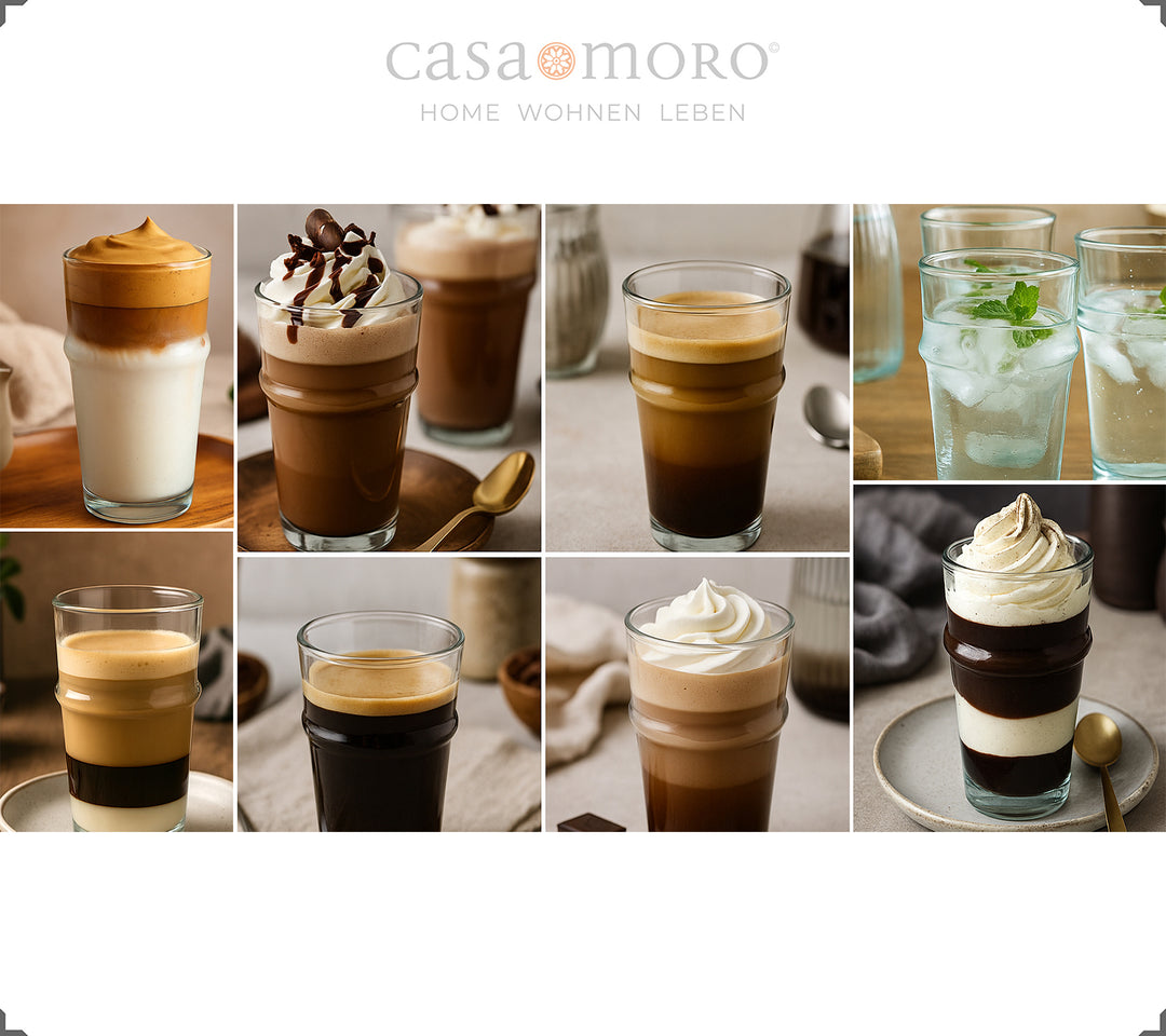 4er-Set Latte Macchiato Gläser – mundgeblasen aus Altglas