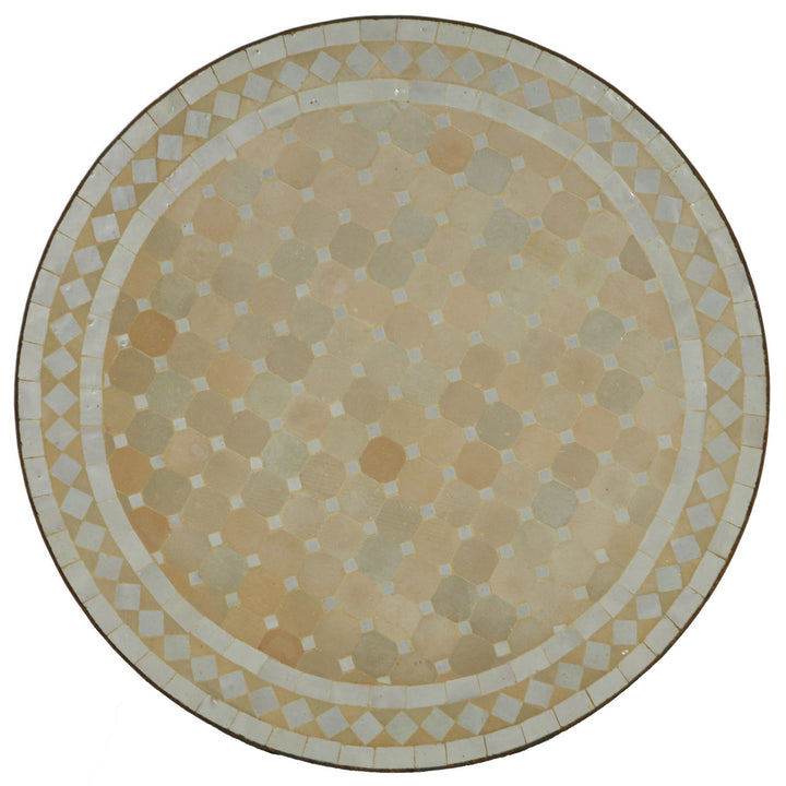 Mosaik Bistrotisch Rund 70 cm Weiß/Raute
