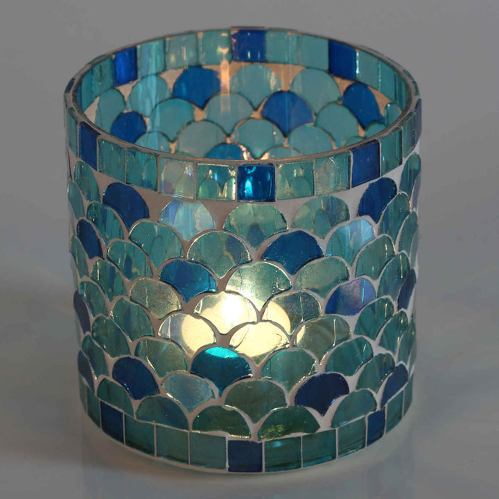 Orientalisches Mosaik Windlicht Athen Hellblau
