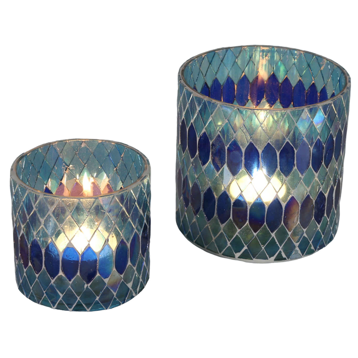 Marokkanisches Mosaik Windlicht Rayan Dunkelblau