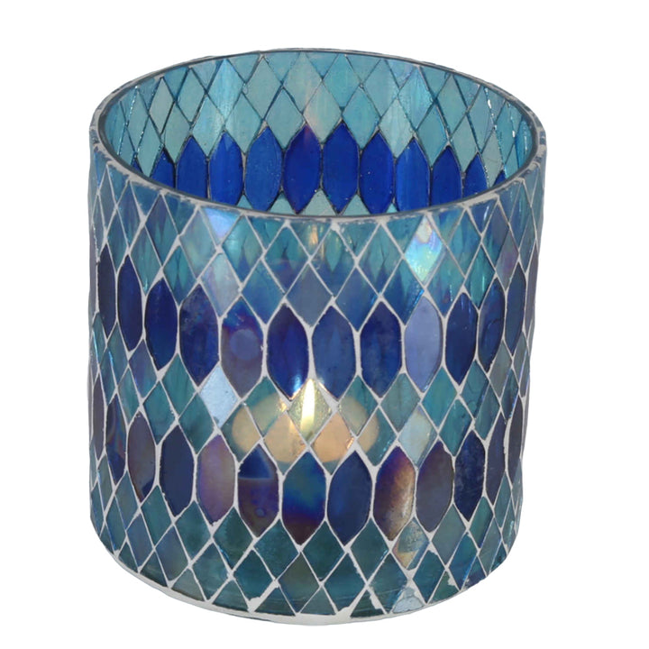 Marokkanisches Mosaik Windlicht Rayan Dunkelblau