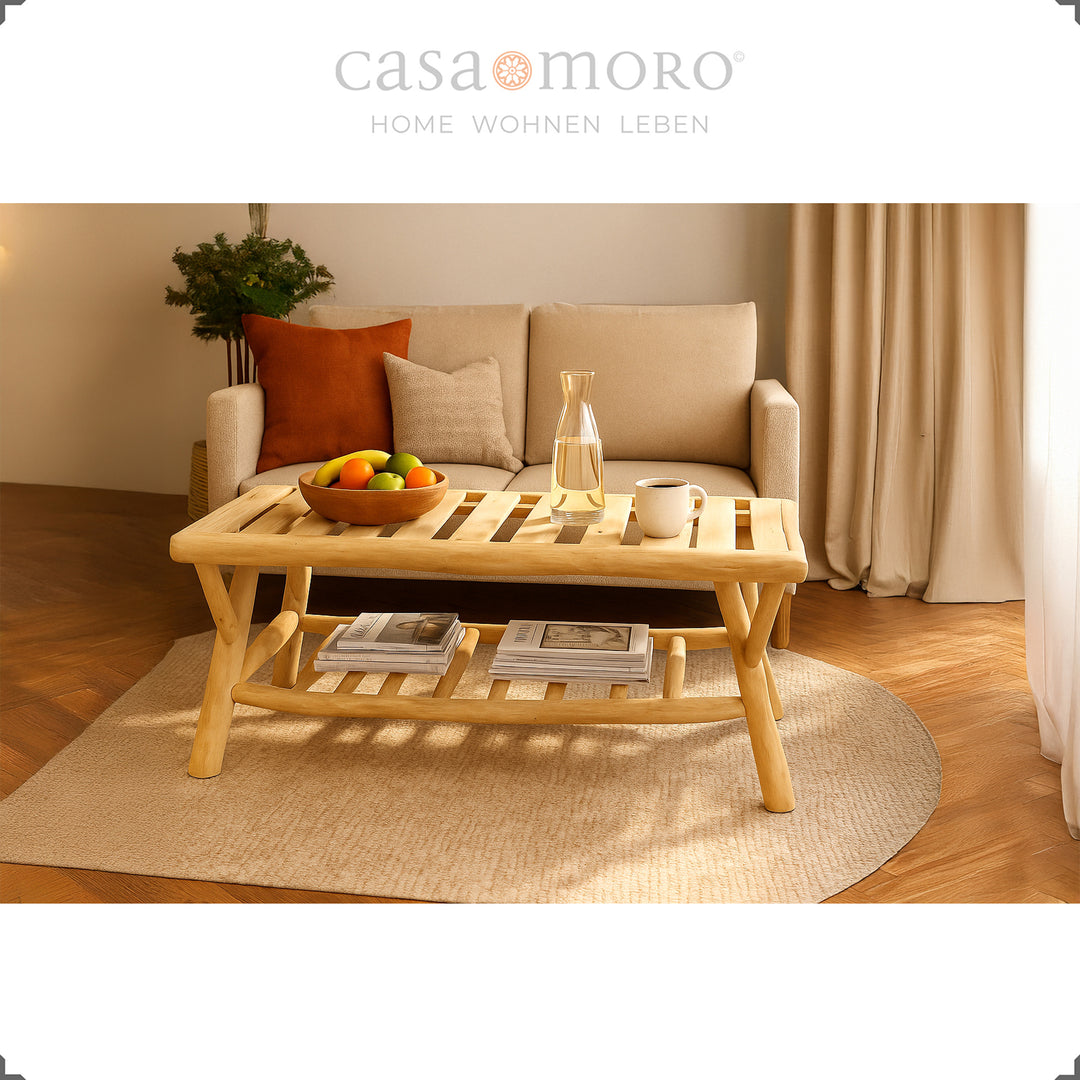 Massiver Couchtisch aus Holz, vielseitig im Wohnzimmer und Garten