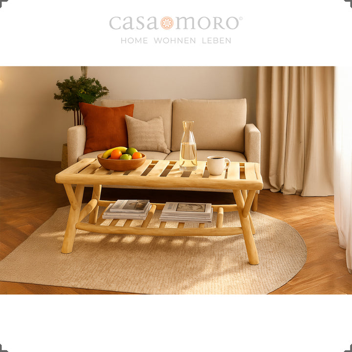 Massiver Couchtisch aus Holz, vielseitig im Wohnzimmer und Garten